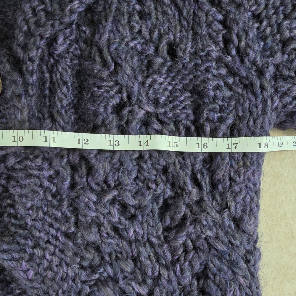 Hand knit Chunky Split Sweater Sz M Purple Asymmetric Whimsigoth Cottage Fairy - Picture 9 of 12